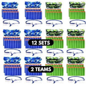 Wishery Accessories For Nerf Party Supplies - 12 Kids. Bulk Birthday Favors Pack For Boys. Safety Glasses, Foam Darts, Face Masks For Nerf War