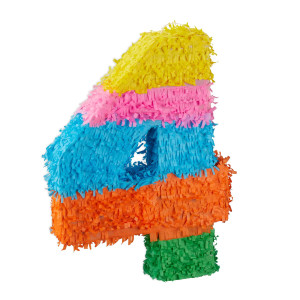 Relaxdays 10025189_906 Birthday Piaata, Number 4, Hanging Pinata For Children And Adults, Fillable, Colourful, 4 (Eu)