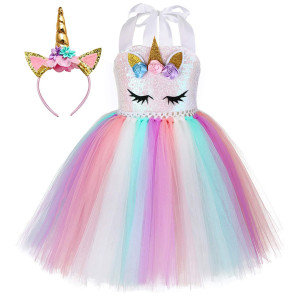 Tutu Dreams Unicorn Dresses For Girls 4-6 7-8 Halloween Unicorn Costumes Kids Role Play Outfits Unicorn Gifts Birthday Party Favors Supplies Decorations (Sequin Unicorn, 8-9 Years)