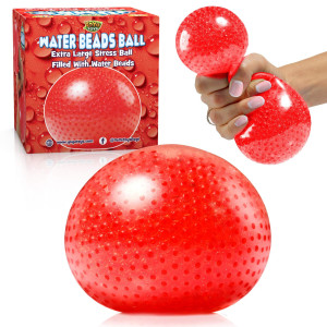 Yoya Toys Beadeez Squishy Stress Balls With Gel Water Beads - Jumbo Size (Red) - Anti-Stress Adhd Anxiety Relief Sensory Toy For Kids And Adults - Promote Calm Focus, Reduce Hand, Wrist Pain