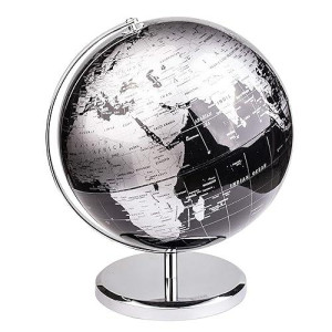 Exerz 10" World Globe Black - Stainless Steel Arc And Base - Educational/Geographic/Modern Desktop Decoration - Metallic Black