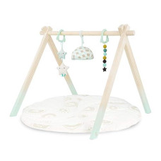 B. Toys- B. Baby- Wooden Baby Play Gym - Activity Mat - Starry Sky - 3 Hanging Sensory Toys - Natural Wood - Babies, Infants