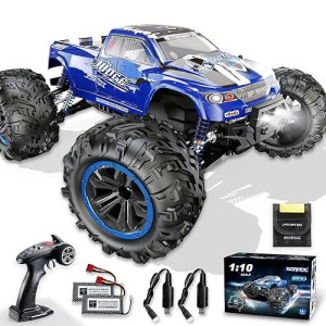 Soyee Rc Cars 1:10 Scale Rtr 46Km/H High Speed Remote Control Car All Terrain Hobby Grade 4Wd Off-Road Waterproof Monster Truck Electric Toys For Kids And Adults -1600Mah Batteries X2