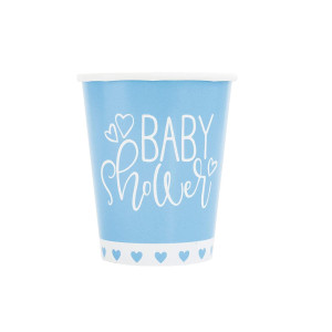 Hearts Baby Shower Disposable Paper Cups - 9 Oz Blue 8 Pcs