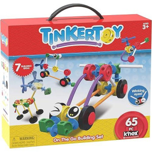 Tinkertoy On The Go Building Set - 65 Parts - Ages 3 & Up - Creative Preschool Toy