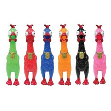 Animolds Squeeze Me Rubber Chicken Toy | Screaming Rubber Chickens For Kids | Novelty Squeaky Toy Chicken Regular Color 6-Pack (Random Colors)