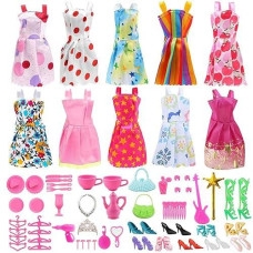 Doll Clothes For Barbie Dresses Gown With Shoes Outfit Set For Xmas Birthday Gift(69 Pack)