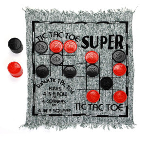 Win Sports 3 In 1 Giant Checkers,Mega Tic Tac Toe,Indoor Outdoor Jumbo Classic Board Games,30?Reversible Rug With 24 Checkers Pieces,Checkers Cloth Mat Game For Travel,Family Party,Bbq