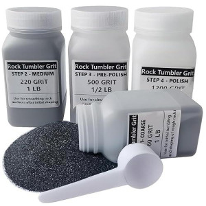 Tonmp 3 Lbs Rock Tumbler Grit And Polish Refill Kit - Tumbling Grit Media - 4 Step Tumbling Grit Media Works With Any Rock Tumbler, Rock Polisher, Stone Polisher - 3 Pounds
