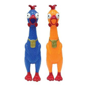 Animolds Squeeze Me Rubber Chicken Toy | Screaming Rubber Chickens For Kids | Novelty Squeaky Toy Chicken Regular Color 2-Pack (Random Colors)