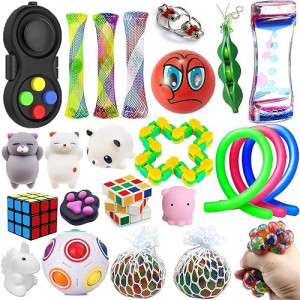 Wankko 24Pcs Sensory Toys Set Relieves Stress & Anxiety Fidget Toy For Children Adult - Special Toys Assortment for Birthday Party Favors, Classroom Rewards Prizes, Carnival, Piata Goodie Bag Fillers