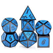 Dndnd Blue D&D Metal Dice, 7Pcs Polyhedral Dice With Metal Tin For Dnd Table Games Roll Palying Game