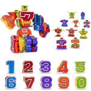 Lydaz Number Bots Math Toys for Kids, Preschool Learning Activities Games Toys, Number Robots Block Autism STEM Education Toys, Carnival Prizes, Easter Basket Birthday Gifts for Boys 3 4 5+ Years Old