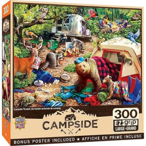 Masterpieces 300 Piece Ez Grip Jigsaw Puzzle - Campsite Trouble - Camping Entertainment - 18"X24" - Xl Pieces, Unique Design, Eco-Friendly, Challenging, Quality Guarantee