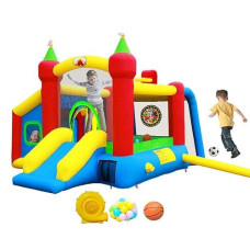 Wellfuntime Inflatable Bounce House,Jumping Castle Slide With Blower,Kids Bouncer With Ball Pit