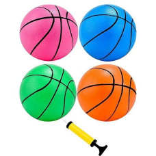 4 Pieces Mini Basketball Inflation Mini Ball With Pump And Basketball Needles (4 Inch)