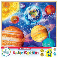 Masterpieces 48 Piece Fun Facts Jigsaw Puzzle For Kids - Solar System Wood Puzzle - 12"X12"