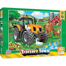 Masterpieces 60 Piece Jigsaw Puzzle For Kids - Tractor Town Farmer Miller'S Pond - 14"X19"