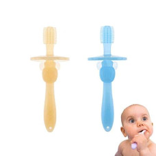 2Pcs/Pack Baby Toddler Teethers,Soft Bristles,360 Training Toothbrushes,Silicone Teething Toys/Pacifier,Gum Massagers For Newborn,Infant