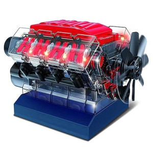 Playz V8 Combustion Engine Model Kit That Runs - Build Your Own Stem Mini V8 Model Engine Kit For Adults & Kids Age 12+, Visible V8 Mini Engine Kit That Works For Adult W/ 270 Stem Parts