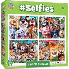 Masterpieces Selfies 4-Pack Kids Jigsaw Puzzles - Silly Animal Selfies - Ages 6 & Up - 8"X10" - Eco-Friendly Craftsmanship & Cognitive Fun