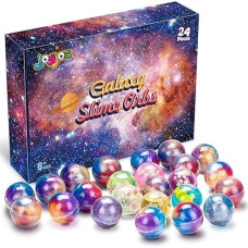 Joyjoz Kids Slime, 24 Pack Galaxy Slime Ball Kits With Crystal Slime, Party Favors, Unicorn Slime, Fluffy & Stretchy, Non-Sticky, Stress Relief, Super Soft For Girls & Boys