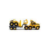 Cat Construction Toys, Heavy Mover, Semi Truck And Trailer With Mini Crew Front Loader, Lights And Sounds, Ages 3 And Up