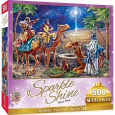 Masterpieces 500 Piece Glitter Christmas Jigsaw Puzzle - Three Magi - 15"X21"