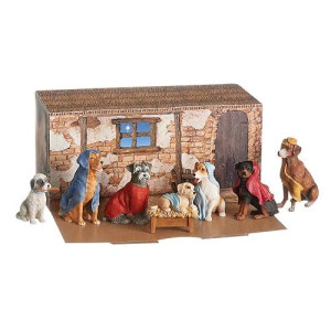 Dogs With Blanket Robes Christmas Nativity 7 Piece Set