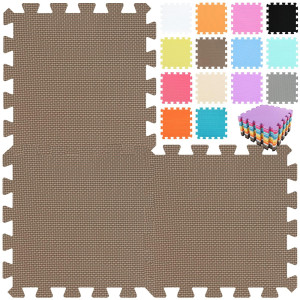Qqpp Eva Rubber 18 Tiles Interlocking Puzzle Foam Floor Mats - Baby Play Mat For Playing Exercise Mat For Home Workout. Brown. Qc-Fb18N