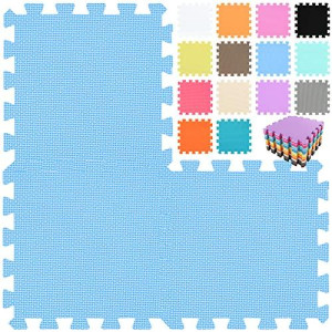 Qqpp Eva Rubber 18 Tiles Interlocking Puzzle Foam Floor Mats - Baby Play Mat For Playing Exercise Mat For Home Workout. Blue. Qc-Gb18N