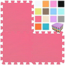 Qqpp Eva Rubber 18 Tiles Interlocking Puzzle Foam Floor Mats - Baby Play Mat For Playing | Exercise Mat For Home Workout. Red. Qc-Ib18N