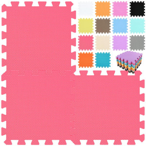 Qqpp Eva Rubber 18 Tiles Interlocking Puzzle Foam Floor Mats - Baby Play Mat For Playing Exercise Mat For Home Workout. Red. Qc-Ib18N