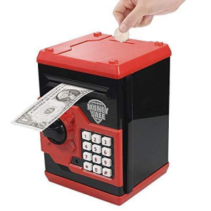 Totola Piggy Bank Electronic Mini Atm For Kids Baby Toy, Safe Coin Banks Money Saving Box Password Code Lock For Children,Boys Girls Best Gift(Red)