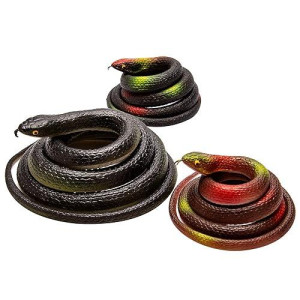 Savita 3 Pcs Realistic Rubber Snakes 2 Sizes Fake Snakes For Joke, Garden Prop To Scare Birds, Pranks, Halloween Party