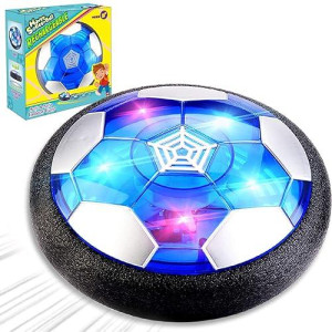 Camlinbo Kids Gifts, Rechargeable Hover Soccer Ball Air Floating Soccer For Boys Girls Kids Led Light Up Toys Party Favors Foam Bumper Outdoor Game (Black)