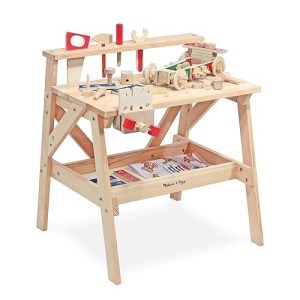 Melissa & Doug Wooden Project Solid Wood Workbench, (E-Commerce Packaging)