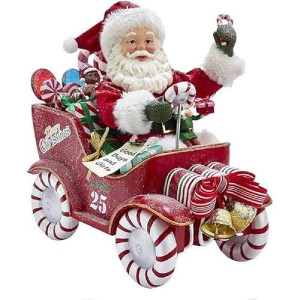 Kurt S. Adler Kurt Adler 8.5-Inch Fabrich� Musical Candy Car Santa, Multi