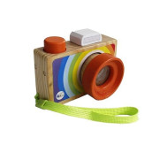 Elloapic Mini Wooden Camera Toy With Multi-Prism Kaleidoscope Pictures Lens Portable Camera For Children Toddlers (Handheld)