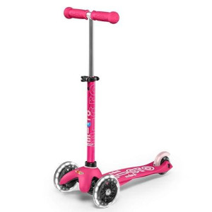 Micro� Mini Deluxe Led, Original Design 2-5 Years, Weight 1.95 Kg, Max Load 50 Kg, Height 48-68 Cm, 3 Wheels Scooter With Led Lighting, Abec9 Bearings, Non-Slip Platform (Single, Pink)
