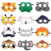 Ciyvolyeen Safari Jungle Animal Felt Masks Wild Animal Theme Birthday Party Favors Costumes Dress-Up Party Supplies(12 Pieces)