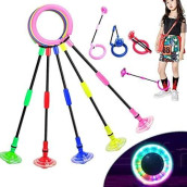 Flashing Jumping Ring Children Colorful Ankle Skip Jump Ropes Sports Swing Ball For Kids Boys Girls Toy (Pink)