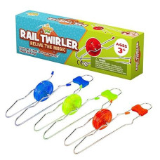 Retro Magic Rail Twirler - 3 Pack - Light Up Magnetic Stocking Stuffers For Kids - Sensory Toy With Spinning Wheel And Flashing Leds | Rail Twister Vintage Fidget Toy For Adults & Children | 3 Colors
