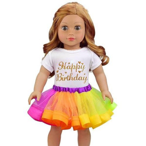 Ecore Fun 18 Inch Unicorn Dolls Clothes Outfits For 18 Inch Girl Doll With Jumpsuit, Rainbow Dress, Headband - Birthday New Year Gift For Kids