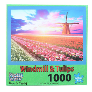 Puzzle Mate - Windmill & Tulips - 1000 Piece Jigsaw Puzzle