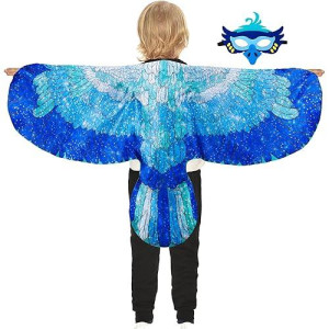 D.Q.Z Bird-Wings-Eagle-Costumes For Kids Dress Up Toys Parrot Halloween Role Play Animal Party (Blue)