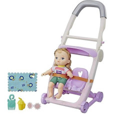 Baby Alive Littles, Push �N Kick Stroller, Little Ana, Blonde Hair Doll, Legs Kick, 6 Accessories, Toy For Kids Ages 3 Years Old & Up