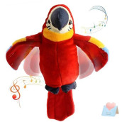 Houwsbaby Talking Parrot Plush Pal Repeat What You Say Stuffed Animal Electronic Record Interactive Animated Bird Shake Wings Creative Gift For Kids Boys Girls, 9 (Red)