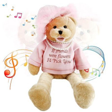 Houwsbaby Musical Teddy Bear Wearing Pearl Sings �That�S What Friends Are For� Interactive Stuffed Animal Shaking Head Animated Plush Toy Gift For Kids Birthday 20'' (Pink)