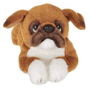 Bearington Boxer Dog Stuffed Animal, Brown And White Plush Faux-Fur, For Puppy Fans And Kids Of All Ages- 8 Inches (Lil Roscoe)